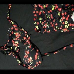 Cherry printed high waisted swimsuit